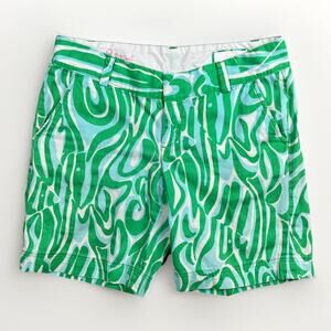 Lilly Pulitzer Chipper Bermuda Shorts Blue Green Size 6 Golf Chino